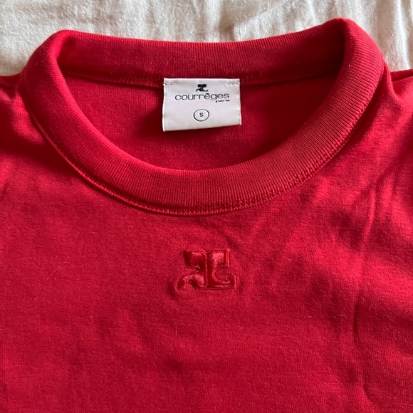 COURRÈGES Cotton Rib Embroidered Logo Tee - Picture 8 of 8